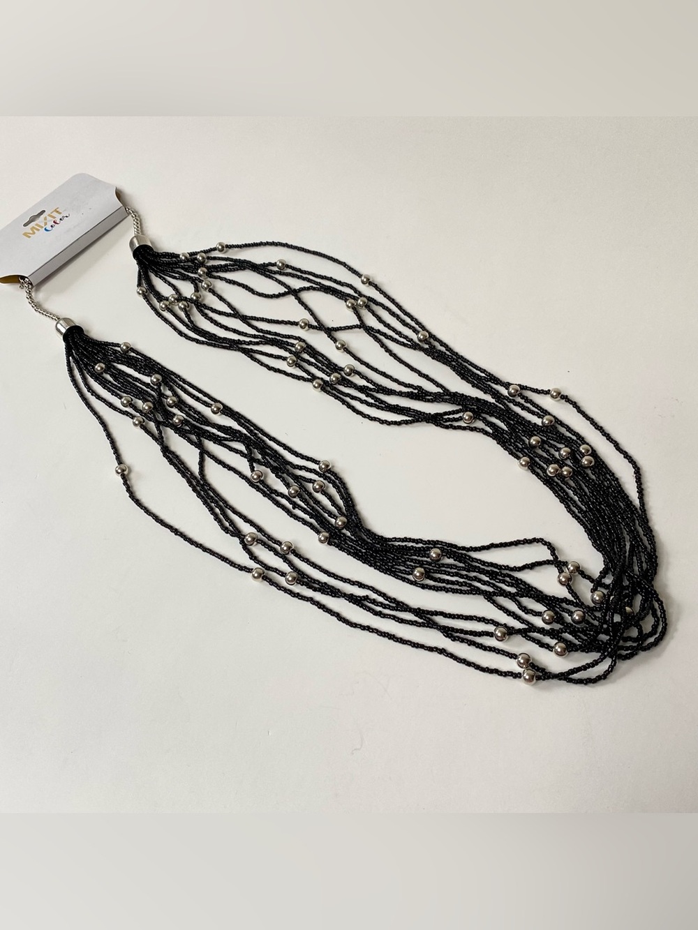 Brand new! Mixit multi-Strand Black Beaded Necklace with Silver Bead Accents
